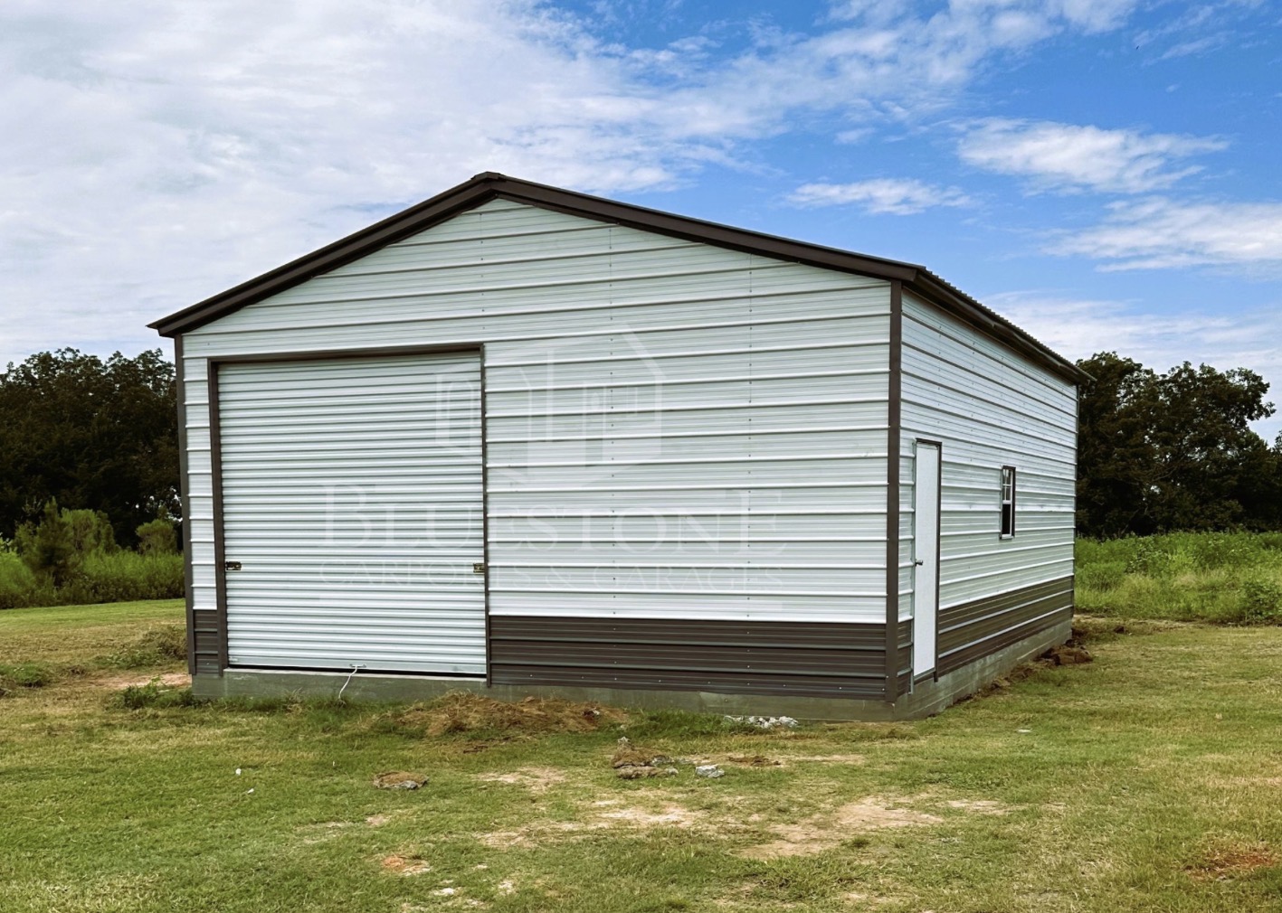 Enclosed steel garage